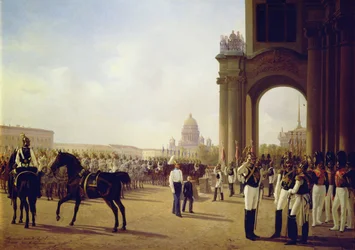 Desfile en la Plaza del Palacio en San Petersburgo